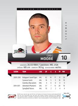 2011-12 Playercards (DEL) #DEL-010 Greg Moore Back