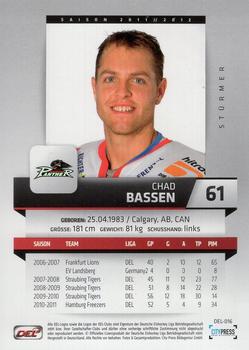 2011-12 Playercards (DEL) #DEL-016 Chad Bassen Back