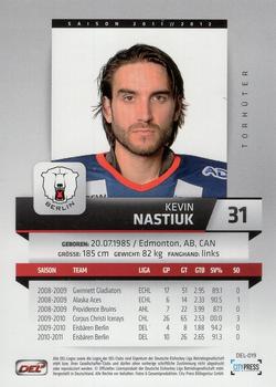 2011-12 Playercards (DEL) #DEL-019 Kevin Nastiuk Back