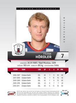 2011-12 Playercards (DEL) #DEL-021 Frank Hordler Back