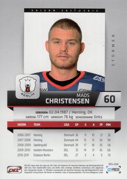 2011-12 Playercards (DEL) #DEL-034 Mads Christensen Back