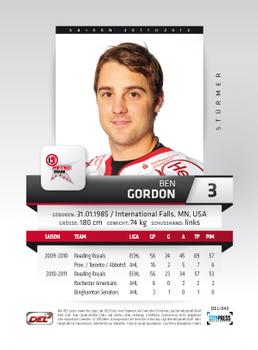 2011-12 Playercards (DEL) #DEL-043 Ben Gordon Back