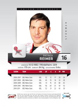 2011-12 Playercards (DEL) #DEL-045 Patrick Reimer Back