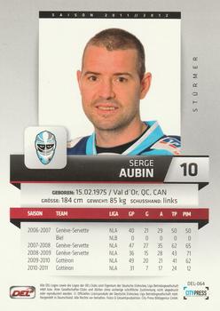 2011-12 Playercards (DEL) #DEL-064 Serge Aubin Back