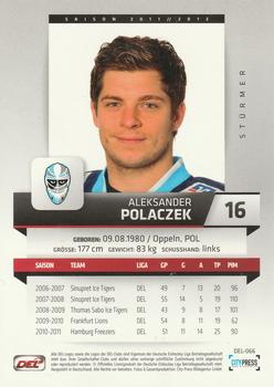 2011-12 Playercards (DEL) #DEL-066 Aleksander Polaczek Back