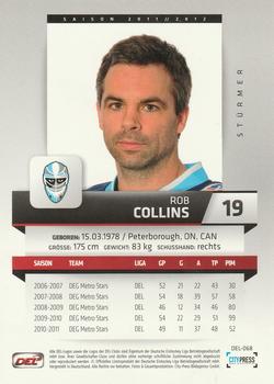 2011-12 Playercards (DEL) #DEL-068 Rob Collins Back