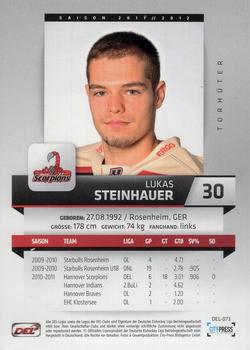2011-12 Playercards (DEL) #DEL-073 Lukas Steinhauer Back