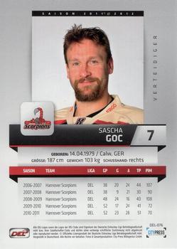 2011-12 Playercards (DEL) #DEL-076 Sascha Goc Back