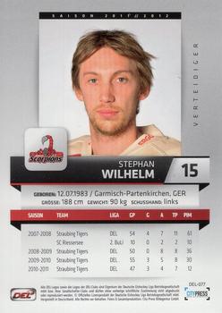 2011-12 Playercards (DEL) #DEL-077 Stephan Wilhelm Back