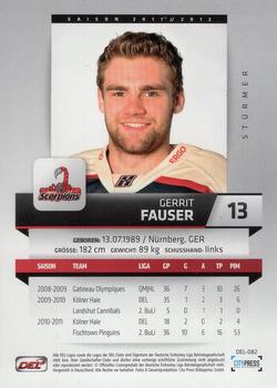 2011-12 Playercards (DEL) #DEL-082 Gerrit Fauser Back
