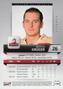 2011-12 Playercards (DEL) #DEL-085 Marvin Kruger Back