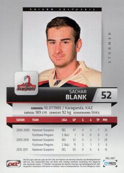 2011-12 Playercards (DEL) #DEL-087 Sachar Blank Back