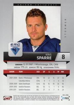 2011-12 Playercards (DEL) #DEL-098 Kris Sparre Back