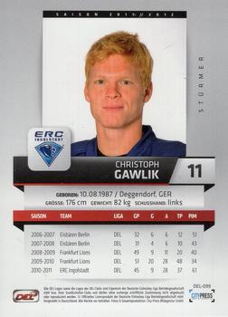 2011-12 Playercards (DEL) #DEL-099 Christoph Gawlik Back