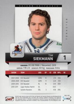 2011-12 Playercards (DEL) #DEL-110 Tim Siekmann Back