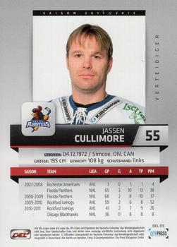 2011-12 Playercards (DEL) #DEL-115 Jassen Cullimore Back