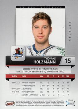 2011-12 Playercards (DEL) #DEL-117 Thomas Holzmann Back