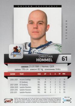 2011-12 Playercards (DEL) #DEL-122 Christian Hommel Back