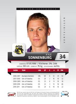2011-12 Playercards (DEL) #DEL-150 Kyle Sonnenburg Back