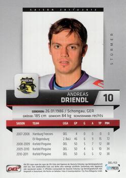 2011-12 Playercards (DEL) #DEL-153 Andreas Driendl Back