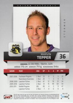 2011-12 Playercards (DEL) #DEL-157 Marvin Tepper Back