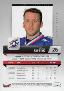 2011-12 Playercards (DEL) #DEL-167 Jaime Sifers Back