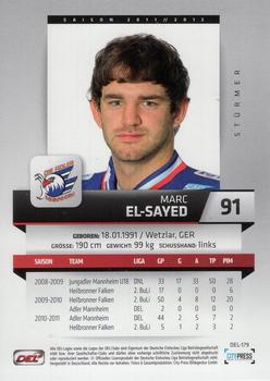2011-12 Playercards (DEL) #DEL-179 Marc El-Sayed Back