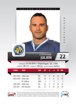 2011-12 Playercards (DEL) #DEL-183 Stephane Julien Back
