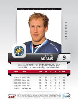 2011-12 Playercards (DEL) #DEL-188 Bryan Adams Back
