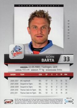 2011-12 Playercards (DEL) #DEL-211 Bjorn Barta Back