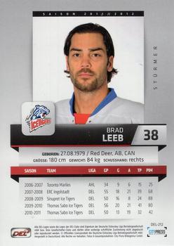 2011-12 Playercards (DEL) #DEL-212 Brad Leeb Back