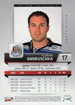 2011-12 Playercards (DEL) #DEL-220 Florian Ondruschka Back