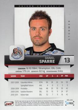2011-12 Playercards (DEL) #DEL-226 Daniel Sparre Back
