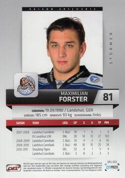 2011-12 Playercards (DEL) #DEL-232 Maximilian Forster Back