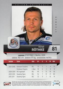 2011-12 Playercards (DEL) #DEL-233 Rene Rothke Back