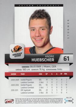 2011-12 Playercards (DEL) #DEL-251 Andre Huebscher Back