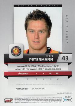 2011-12 Playercards (DEL) #DEL-257 Felix Petermann Back