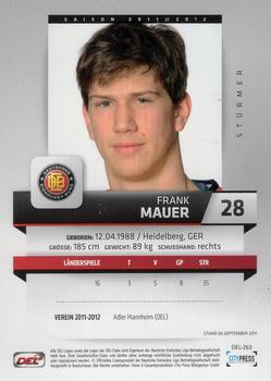 2011-12 Playercards (DEL) #DEL-263 Frank Mauer Back
