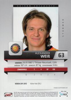 2011-12 Playercards (DEL) #DEL-266 Alexander Weiss Back