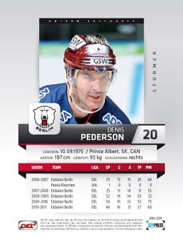 2011-12 Playercards (DEL) #DEL-329 Denis Pederson Back