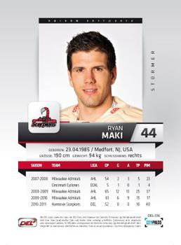 2011-12 Playercards (DEL) #DEL-336 Ryan Maki Back
