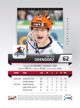 2011-12 Playercards (DEL) #DEL-345 Dieter Orendorz Back