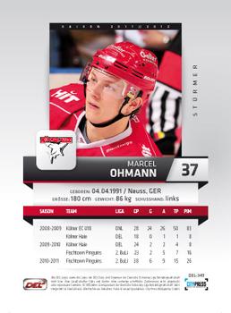 2011-12 Playercards (DEL) #DEL-349 Marcel Ohmann Back
