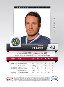 2011-12 Playercards (DEL) #DEL-365 Noah Clarke Back