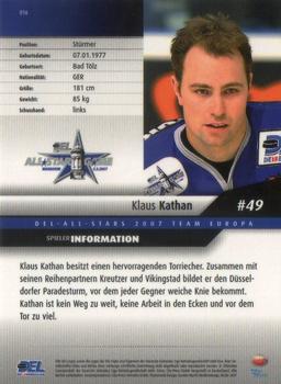 2007-08 Playercards (DEL) #016 Klaus Kathan Back
