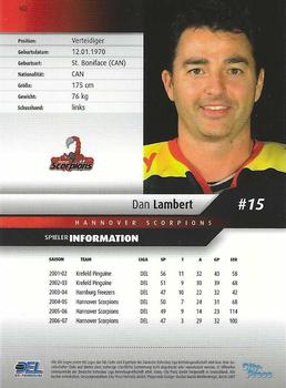2007-08 Playercards (DEL) #162 Dan Lambert Back