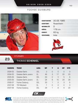 2008-09 Playercards (DEL) #169 Thomas Schenkel Back