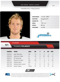 2008-09 Playercards (DEL) #207 Thomas Pielmeier Back