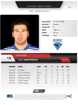 2008-09 Playercards (DEL) #222 Sasa Martinovic Back
