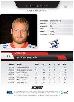 2008-09 Playercards (DEL) #282 Sven Butenschön Back